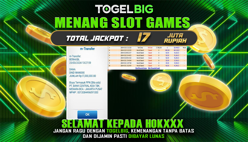 Selamat kepada User id  HOKXXX :Telah berhasil mendapatkan kemenangan besar pada permainan SLOT GAMES  