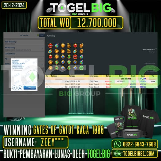 TOGELBIG JACKPOT SLOT GATES OF GATOT KACA 1000 RP.12.700.000,- LUNAS USER ID : ZEEY***