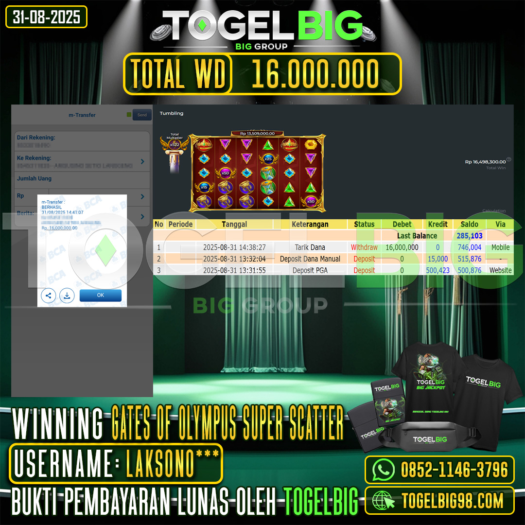 TOGELBIG JACKPOT SLOT GATES OF SUPER SCATTER RP.16.000.000,- LUNAS USER ID : LAKSONO***