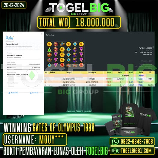 TOGELBIG JACKPOT SLOT GATES OF OLYMPUS 1000 RP.18.000.000,- LUNAS USER ID : MOUY***